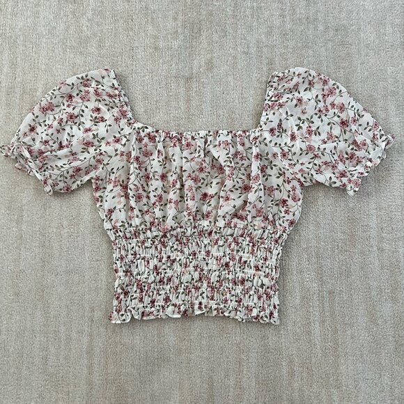 2for$5, Floral Smocked Crop Top - Picture 1 of 9